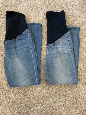 Bundle of Two Sz 4 Maternity Jeans with Stretch Panels - Skinny & Straight Leg